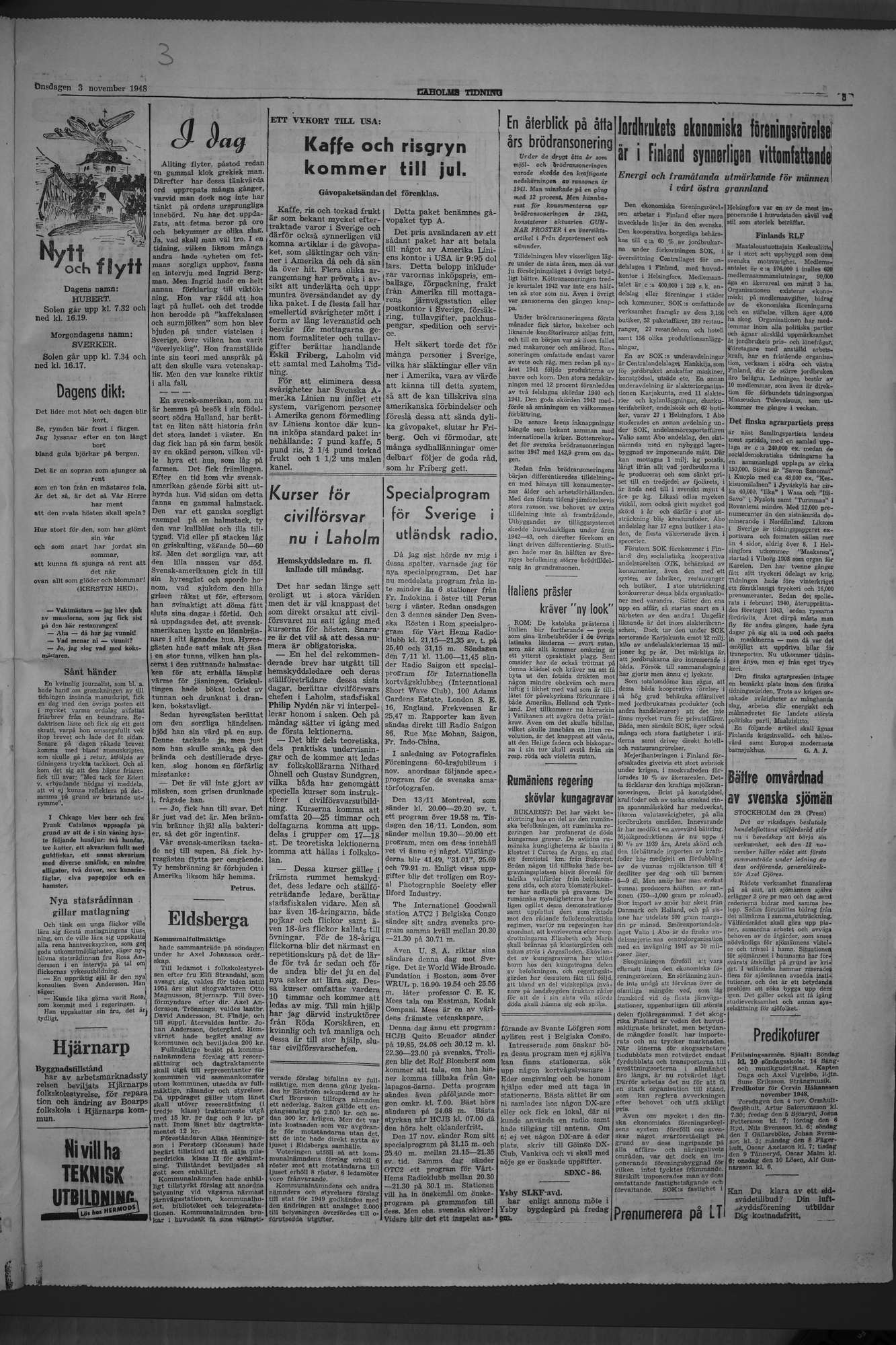 Laholms Tidning Onsdag 3 november 1948, sida 5
