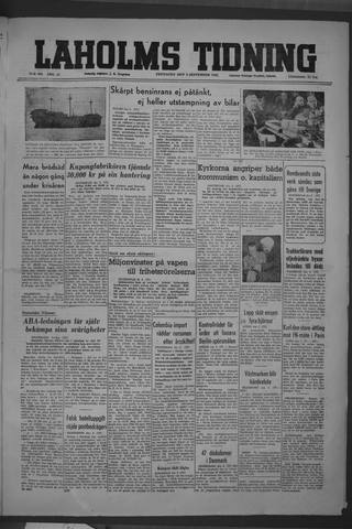Förstasidan, Fredag 3 september 1948