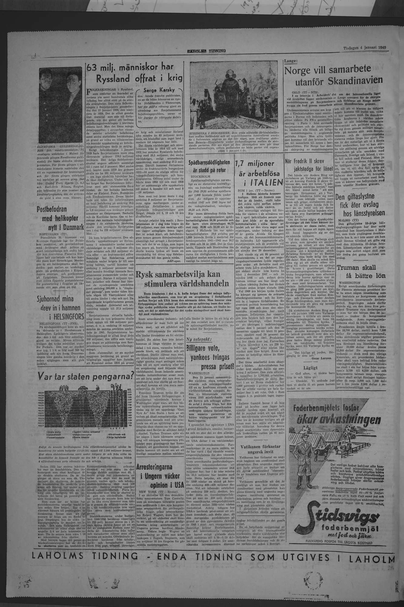 Laholms Tidning Tisdag 4 januari 1949, sida 4