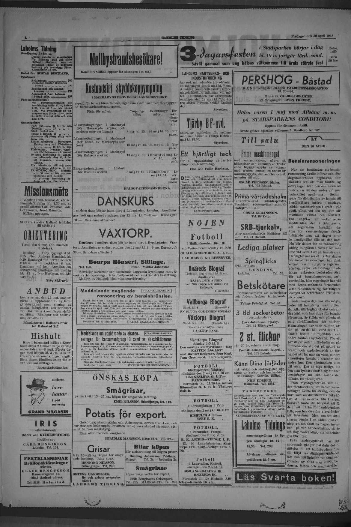 Laholms Tidning Fredag 30 april 1948, sida 2