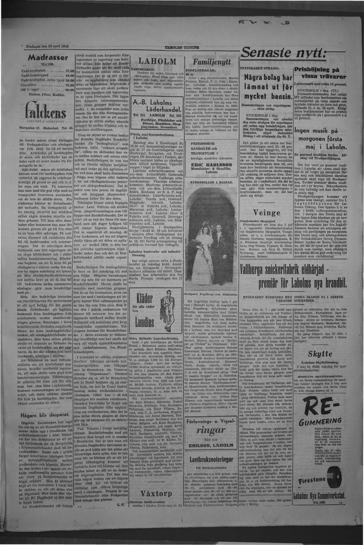 Laholms Tidning Fredag 30 april 1948, sida 3