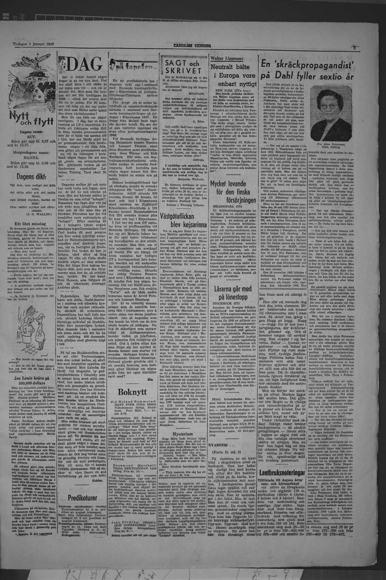 Laholms Tidning Tisdag 4 januari 1949, sida 5
