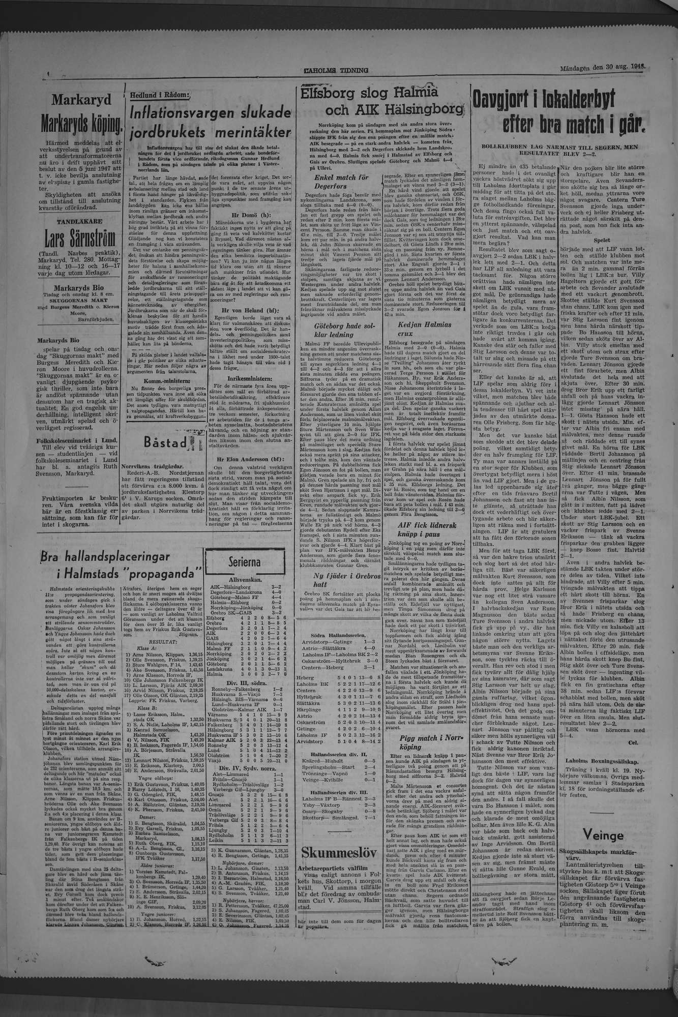 Laholms Tidning Måndag 30 augusti 1948, sida 4