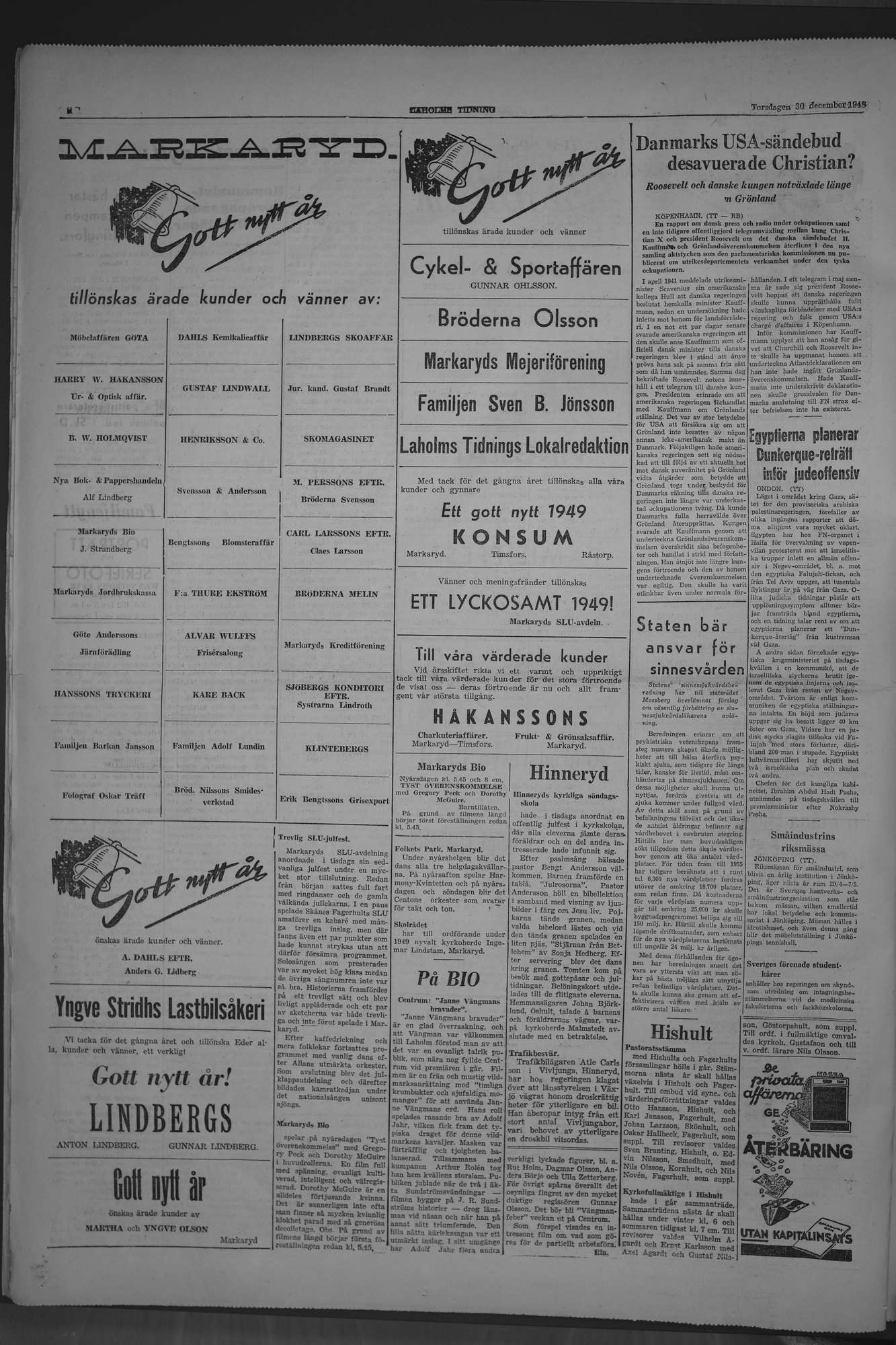 Laholms Tidning Torsdag 30 december 1948, sida 4