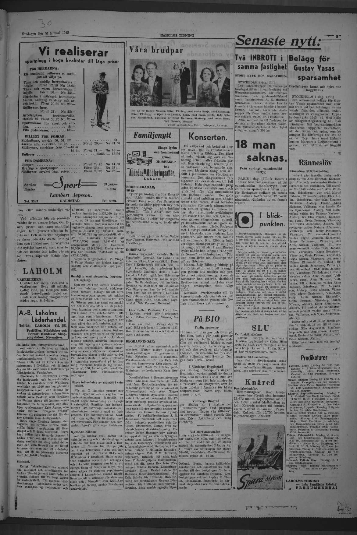 Laholms Tidning Fredag 30 januari 1948, sida 3