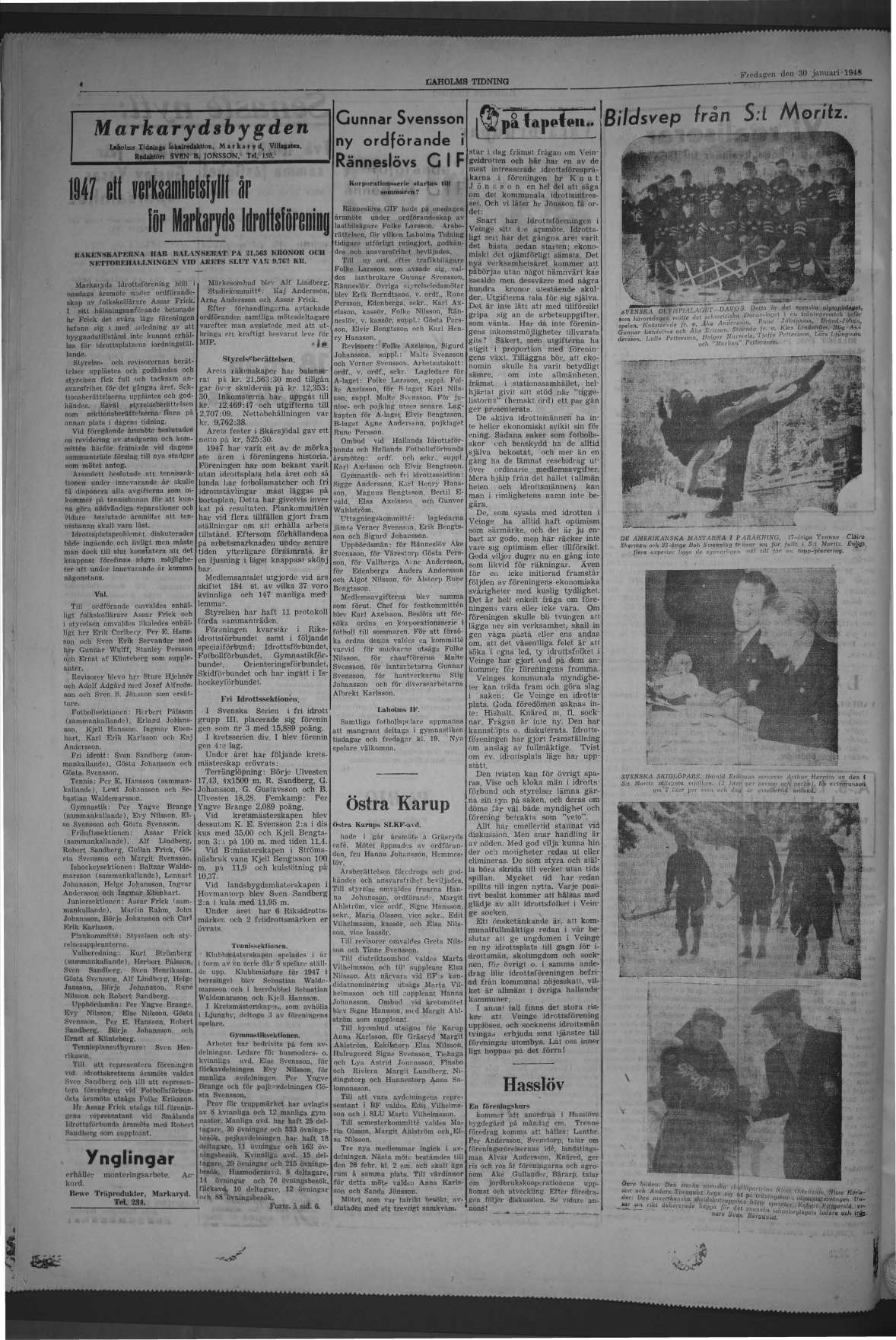 Laholms Tidning Fredag 30 januari 1948, sida 4
