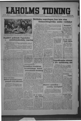 Förstasidan, Fredag 30 juli 1948