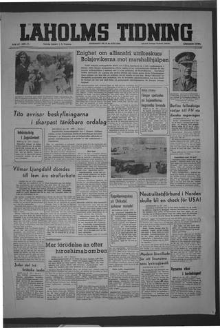 Förstasidan, Onsdag 30 juni 1948
