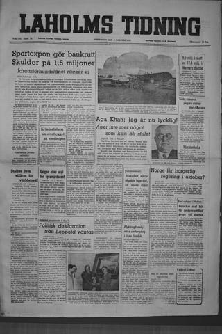 Förstasidan, Fredag 5 augusti 1949