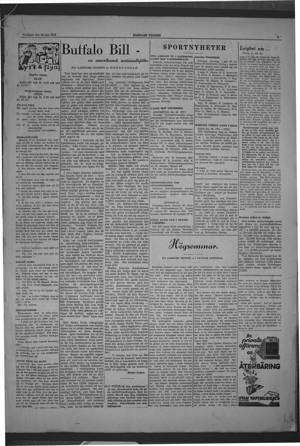 Laholms Tidning Onsdag 30 juni 1948, sida 5