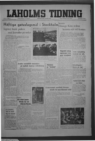 Förstasidan, Tisdag 30 mars 1948