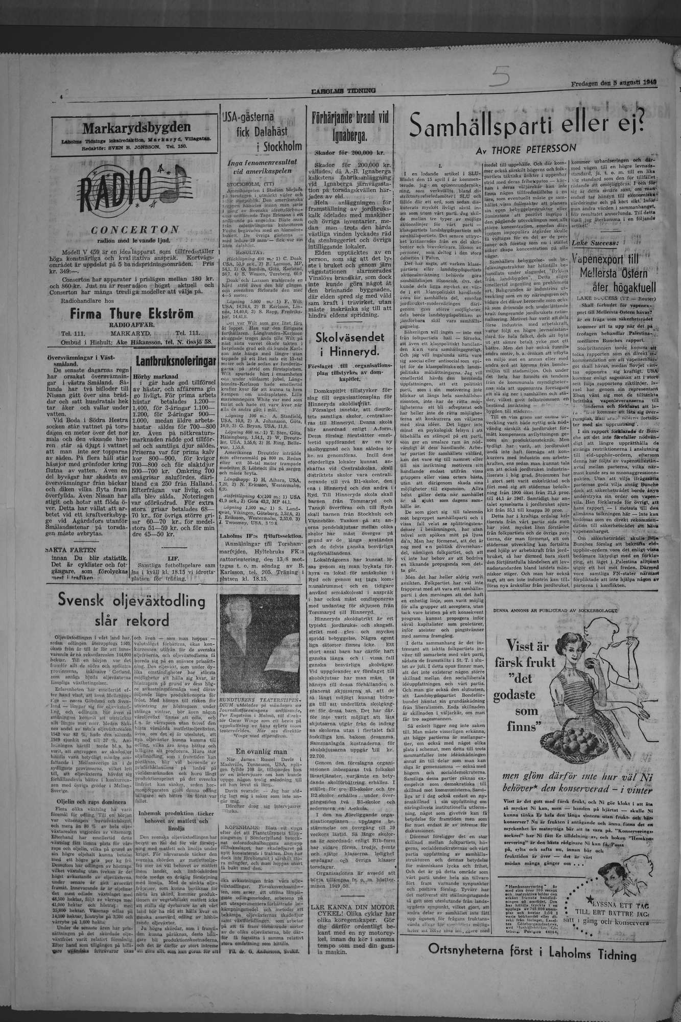Laholms Tidning Fredag 5 augusti 1949, sida 4