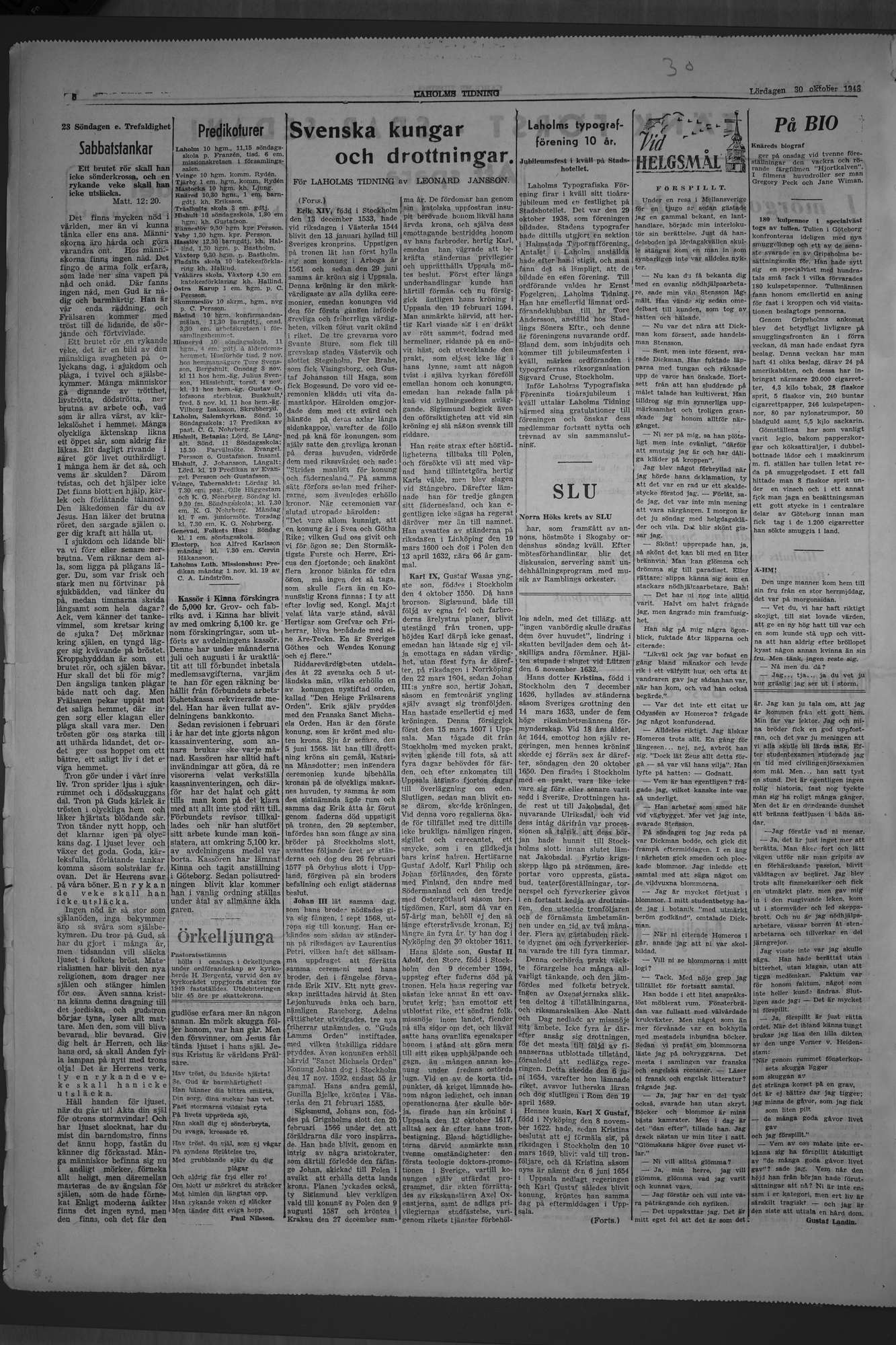 Laholms Tidning Lördag 30 oktober 1948, sida 6