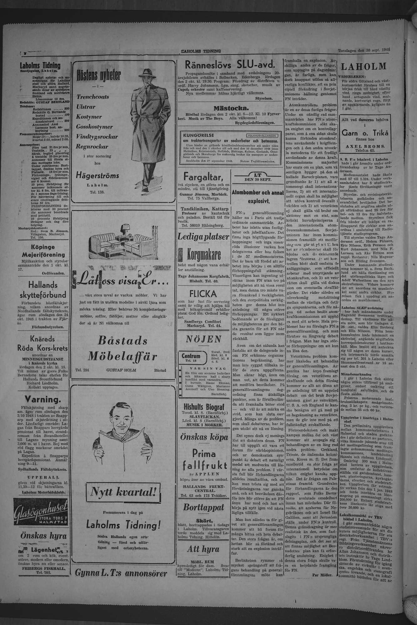 Laholms Tidning Torsdag 30 september 1948, sida 2