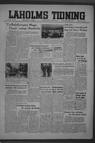 Förstasidan, Tisdag 31 augusti 1948