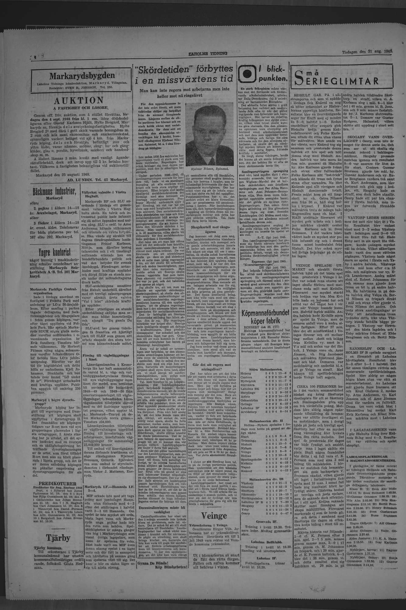 Laholms Tidning Tisdag 31 augusti 1948, sida 4