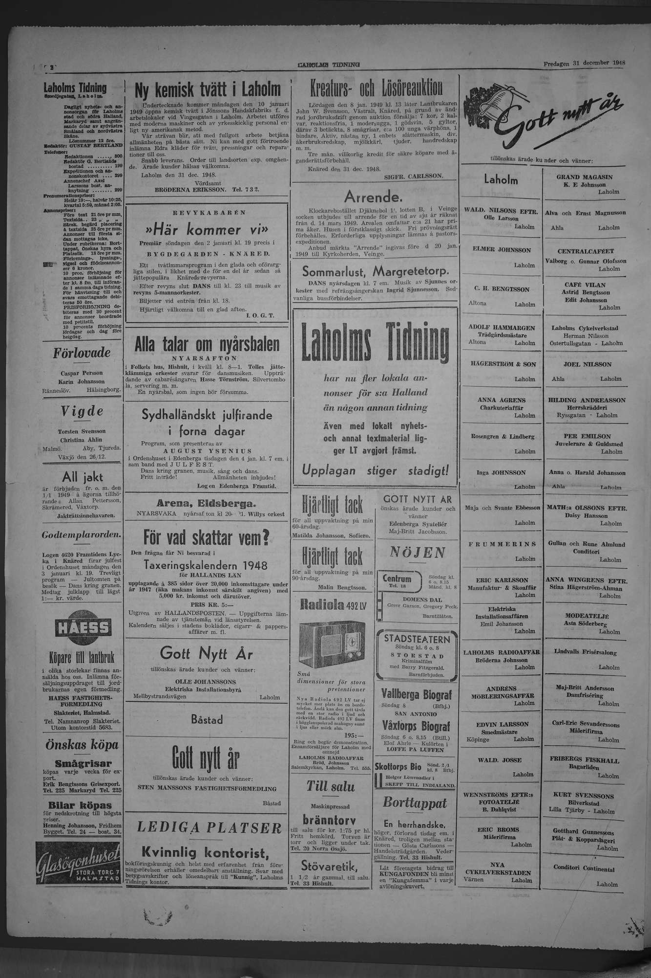 Laholms Tidning Fredag 31 december 1948, sida 2