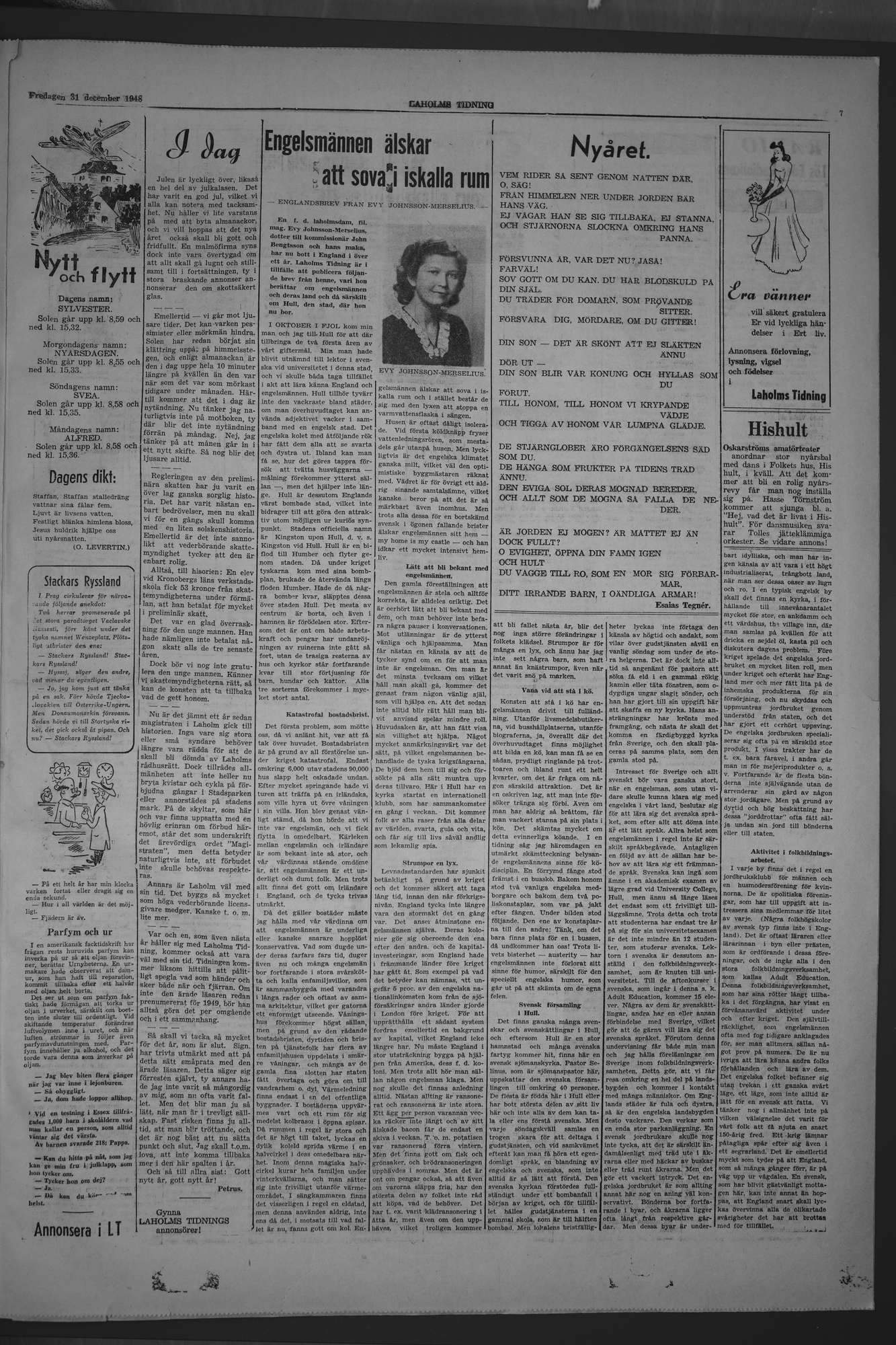 Laholms Tidning Fredag 31 december 1948, sida 7