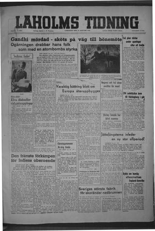 Förstasidan, Lördag 31 januari 1948