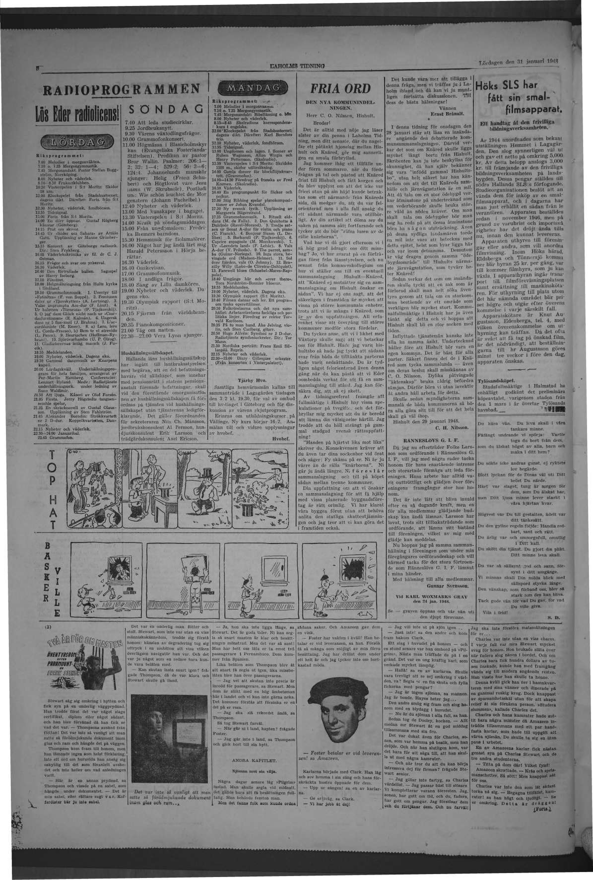 Laholms Tidning Lördag 31 januari 1948, sida 8