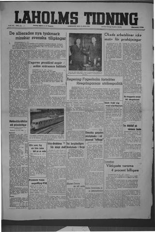 Förstasidan, Lördag 31 juli 1948