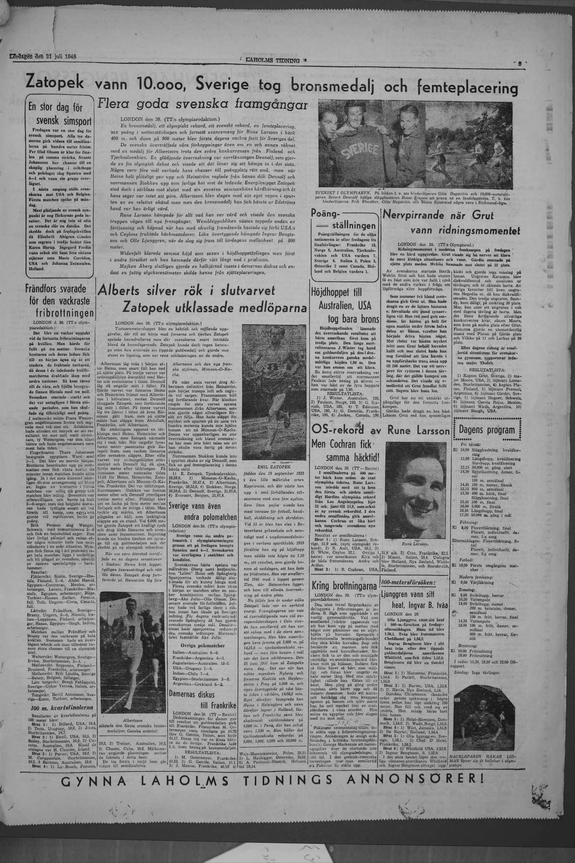 Laholms Tidning Lördag 31 juli 1948, sida 5