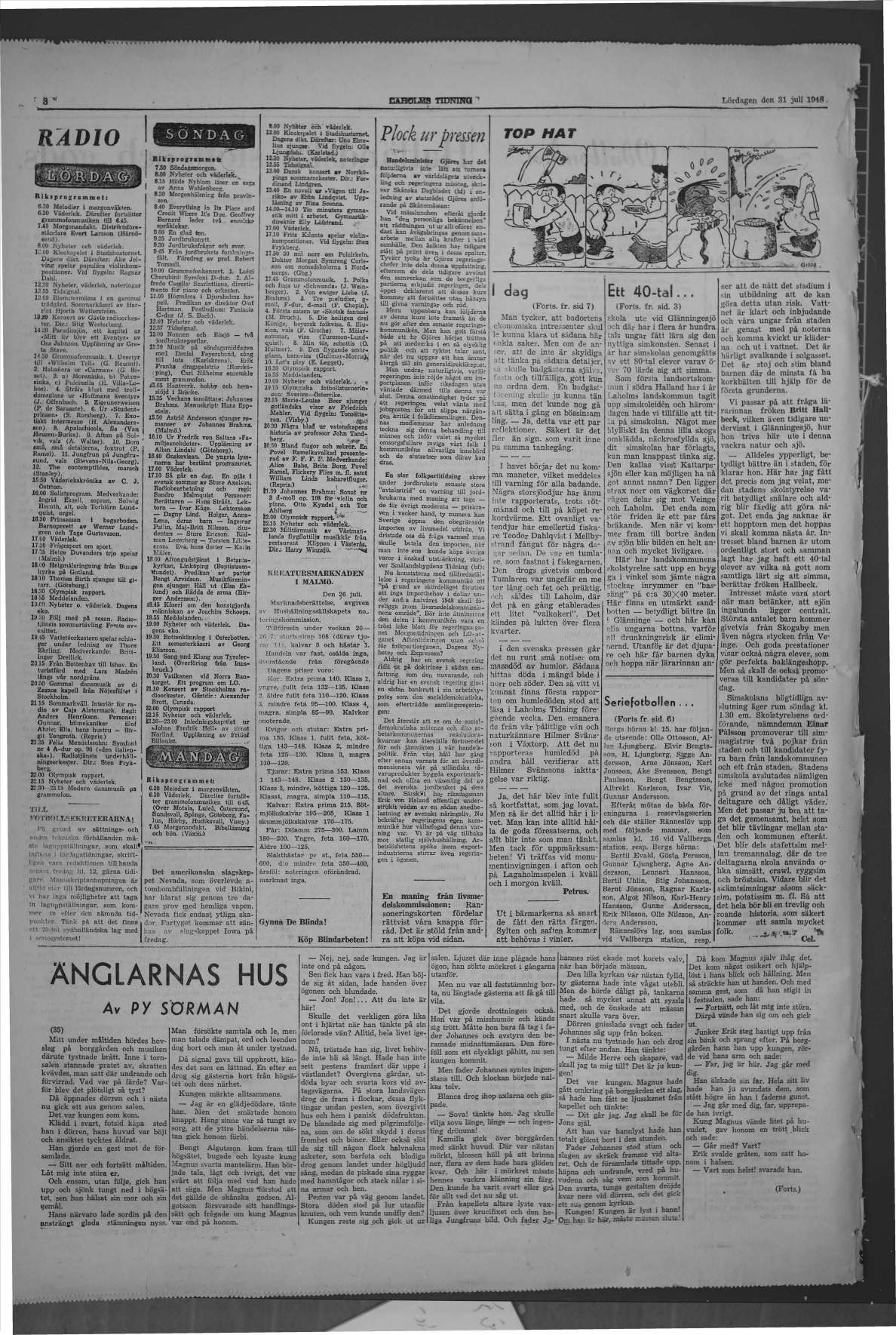 Laholms Tidning Lördag 31 juli 1948, sida 8