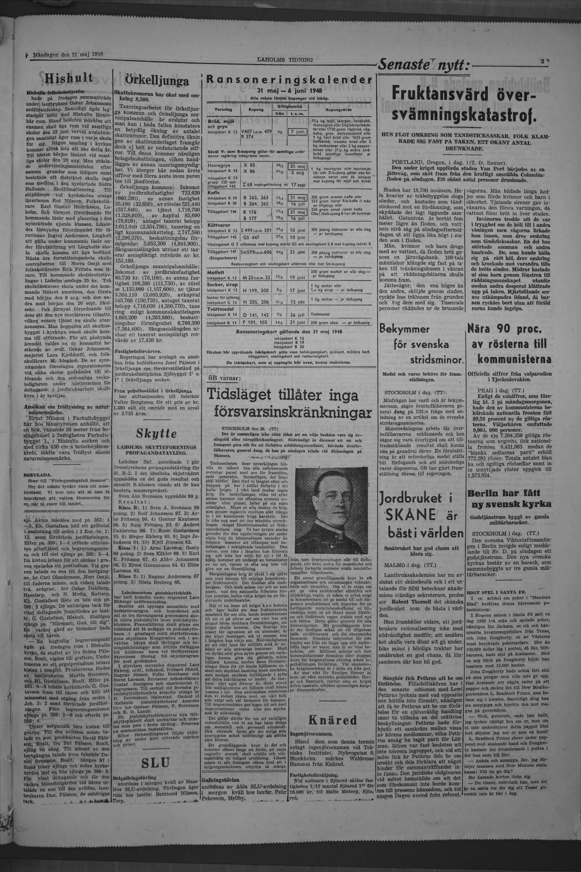 Laholms Tidning Måndag 31 maj 1948, sida 3