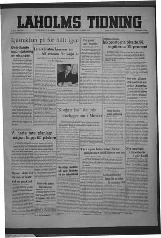 Förstasidan, Onsdag 31 mars 1948