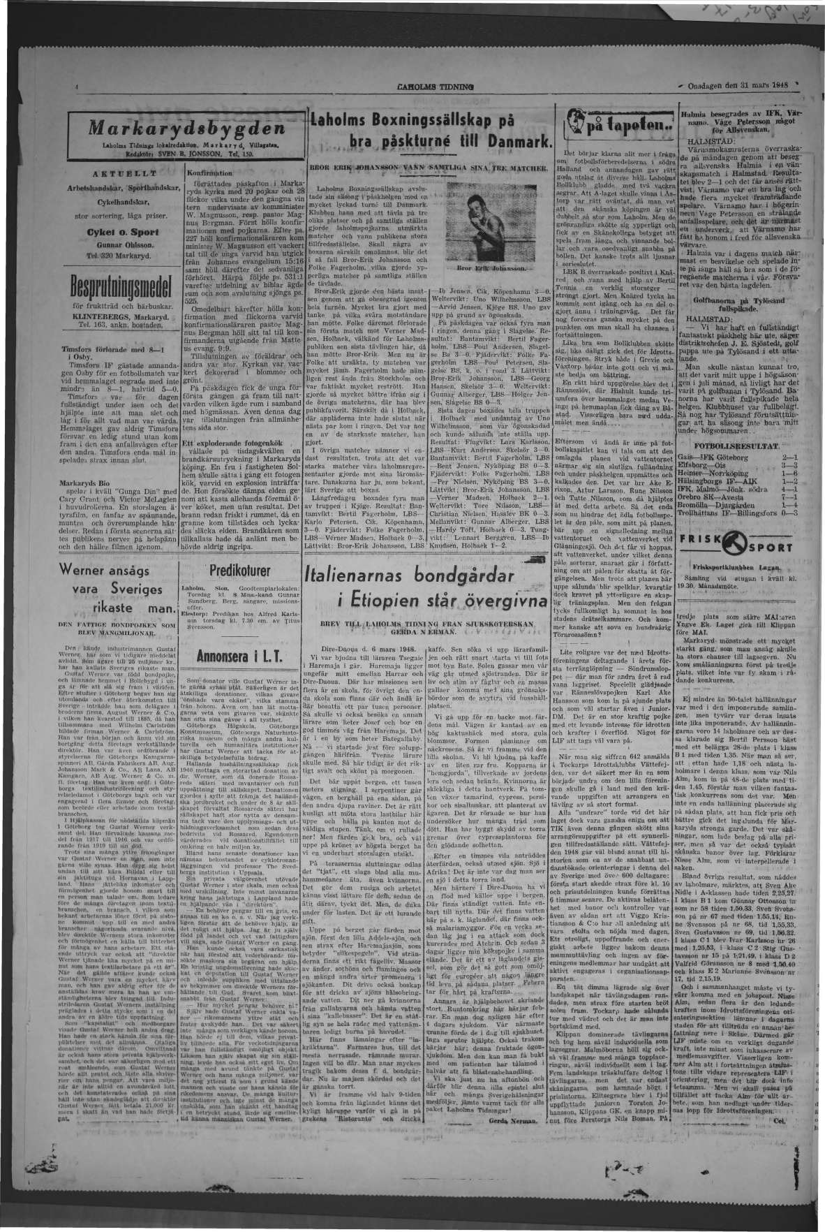 Laholms Tidning Onsdag 31 mars 1948, sida 4