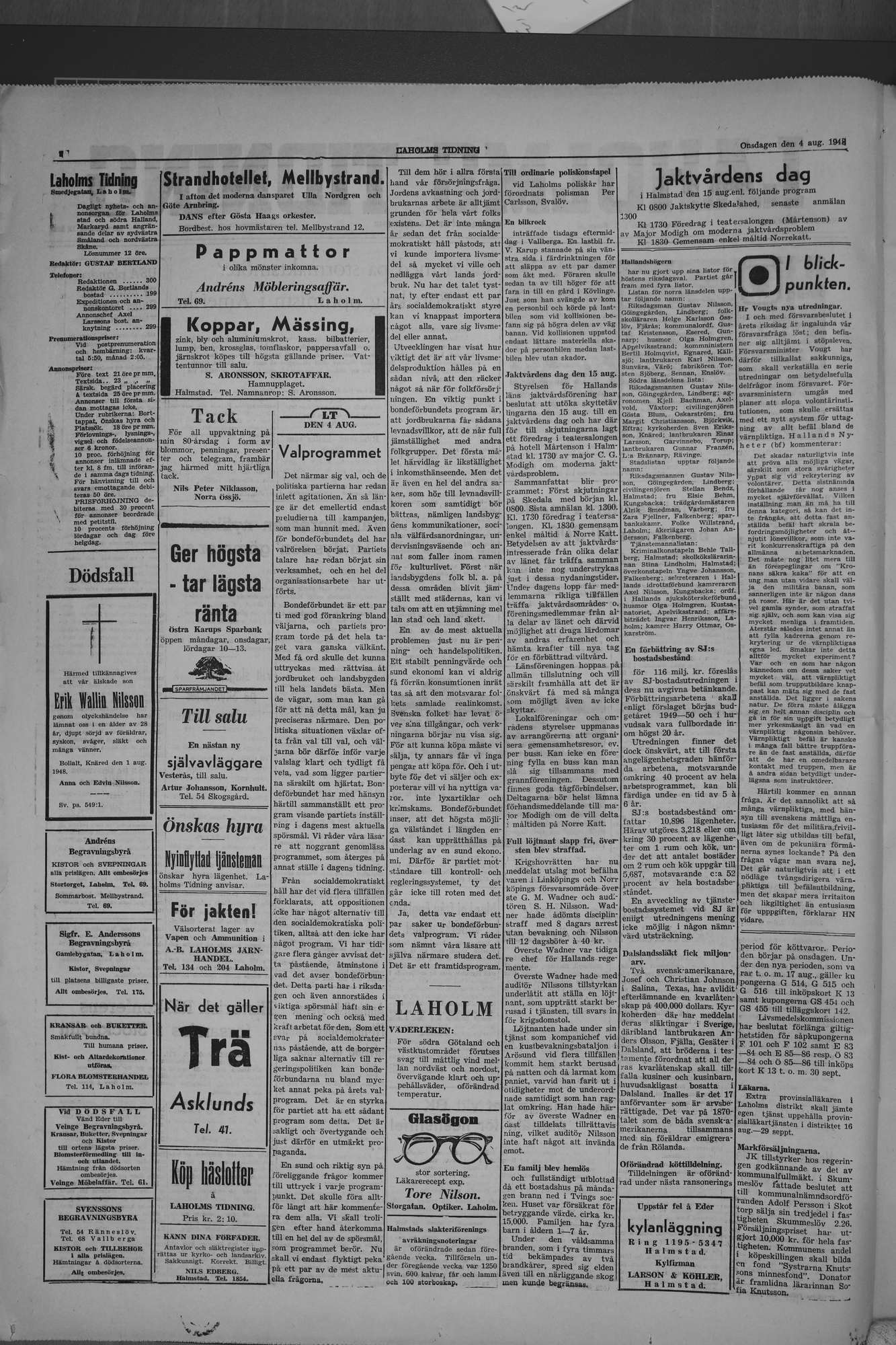 Laholms Tidning Onsdag 4 augusti 1948, sida 2