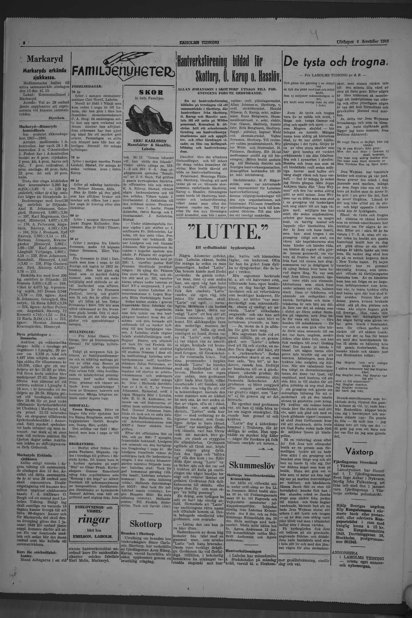 Laholms Tidning Lördag 4 december 1948, sida 4