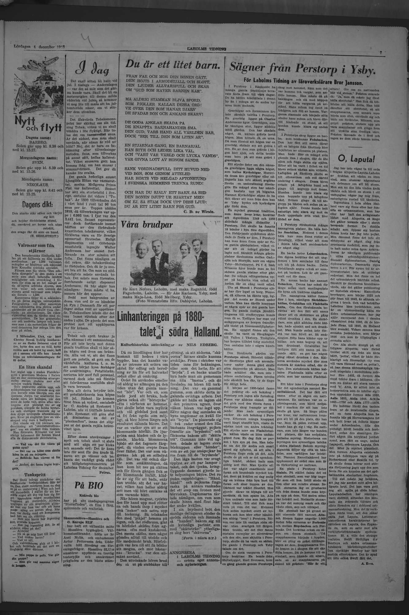 Laholms Tidning Lördag 4 december 1948, sida 7