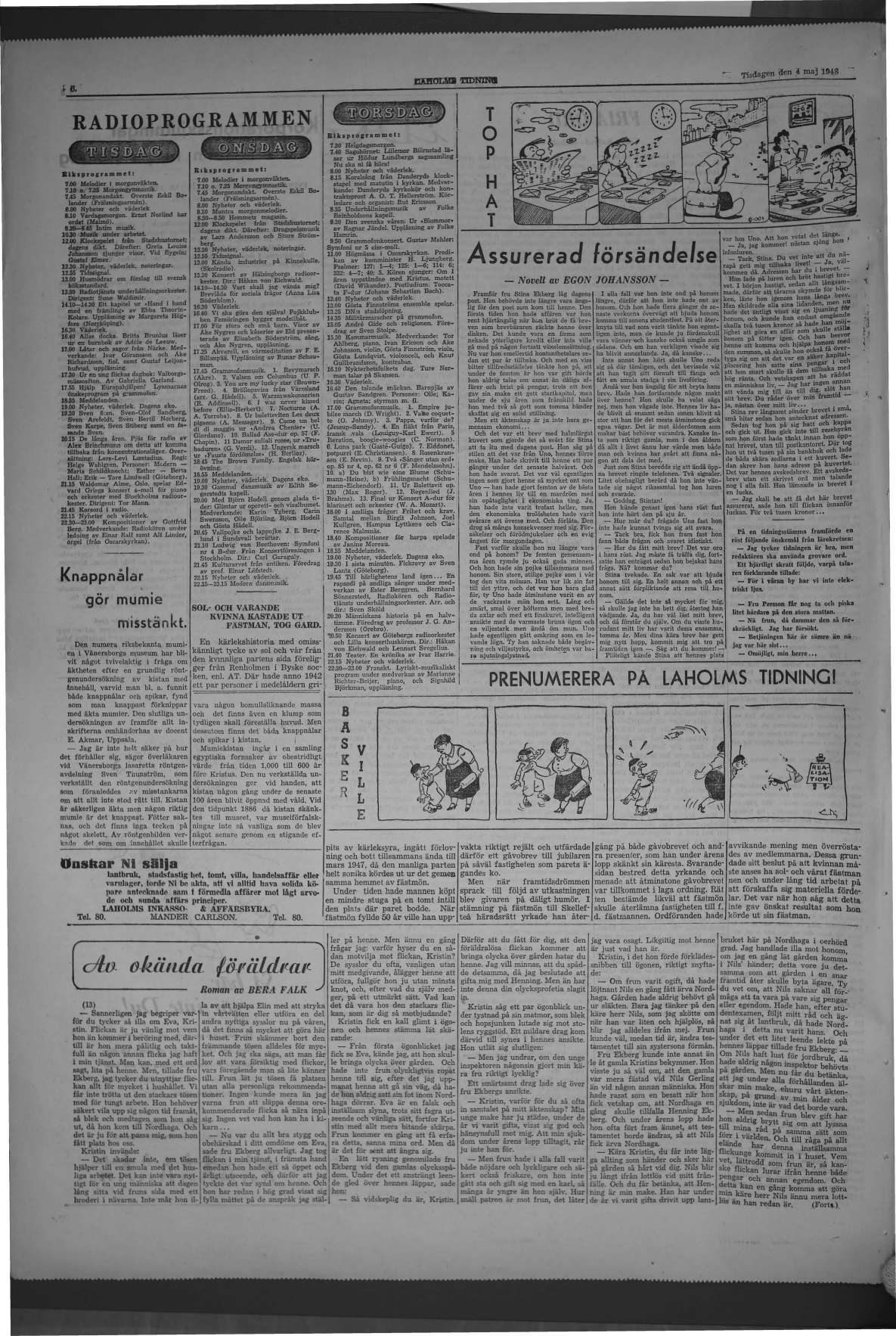 Laholms Tidning Tisdag 4 maj 1948, sida 6