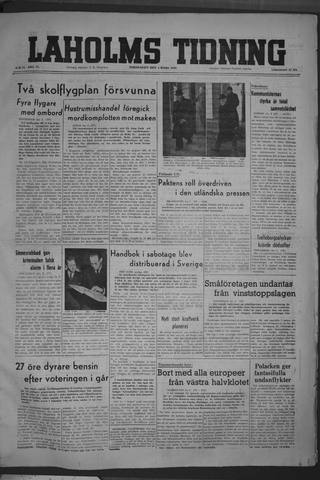 Förstasidan, Torsdag 4 mars 1948