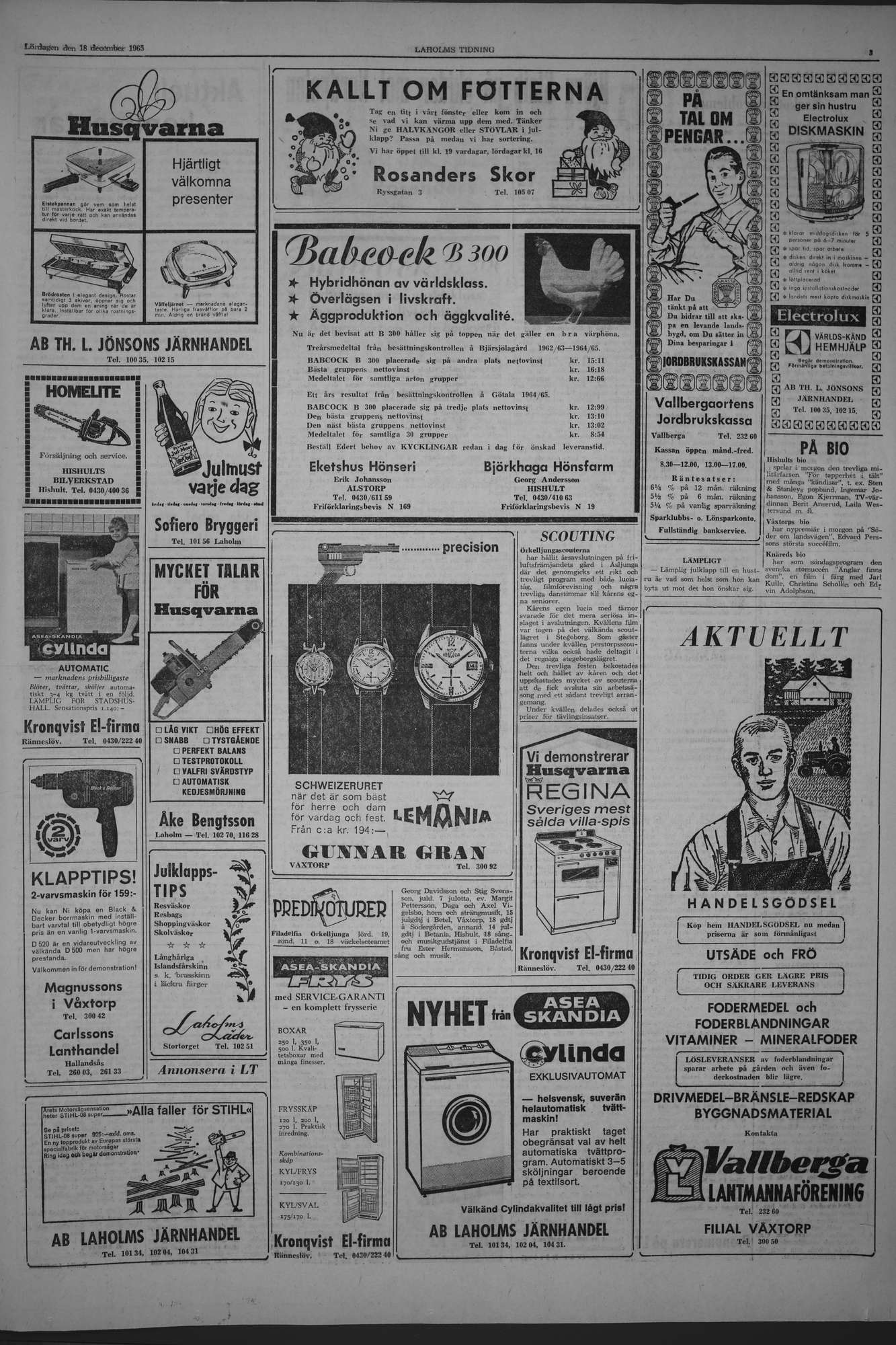 Laholms Tidning Lördag 18 december 1965, sida 3