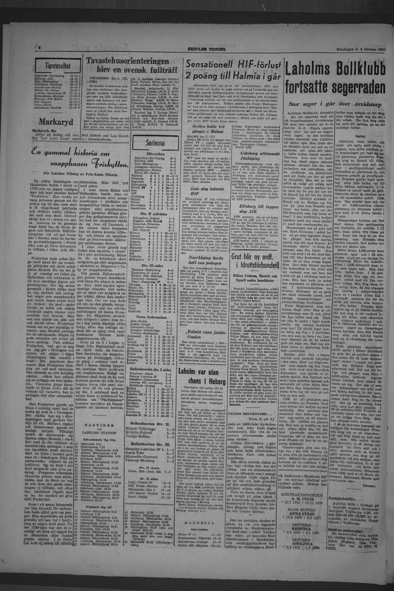 Laholms Tidning Måndag 4 oktober 1948, sida 4