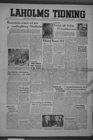 Förstasidan, Lördag 4 september 1948