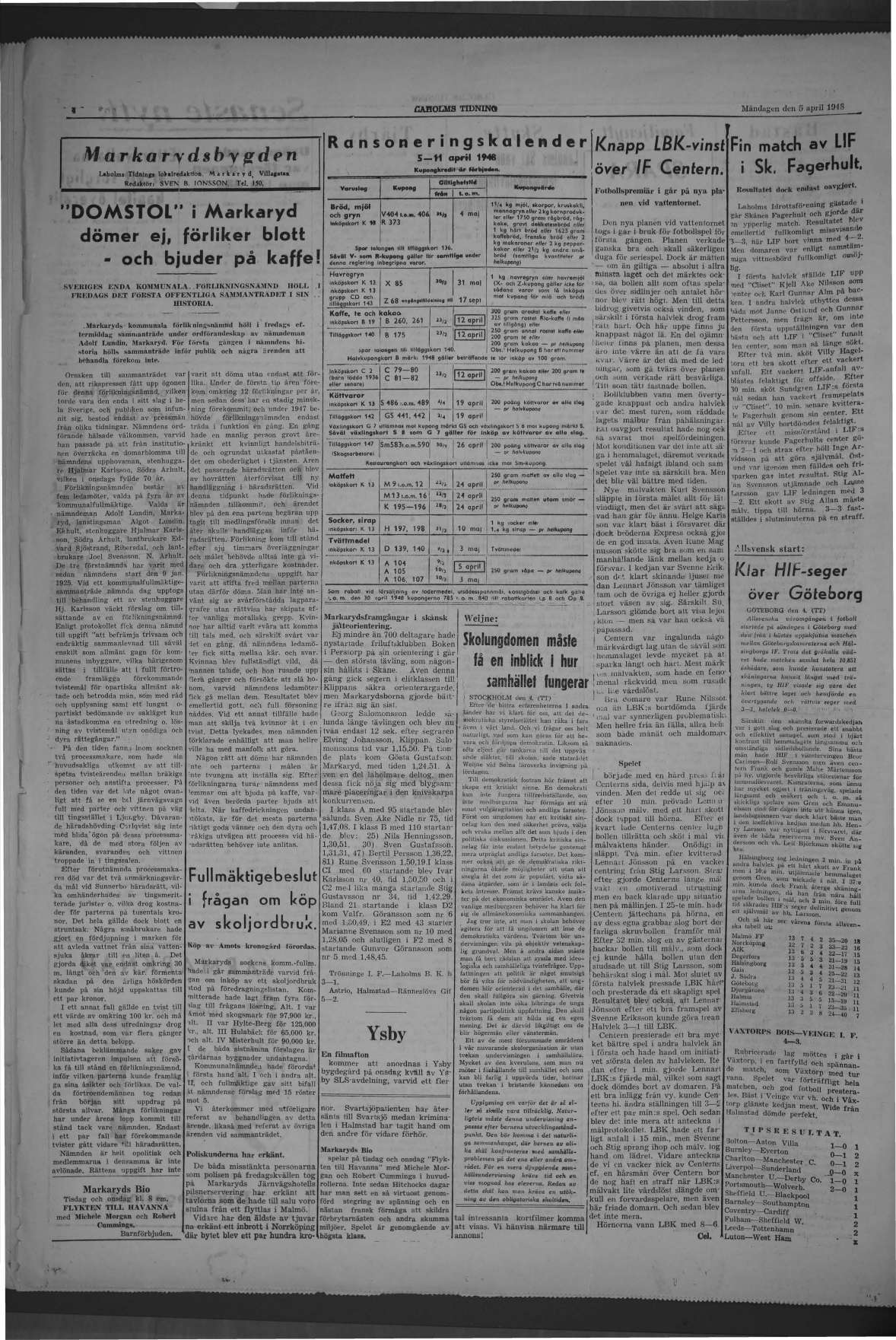 Laholms Tidning Måndag 5 april 1948, sida 4
