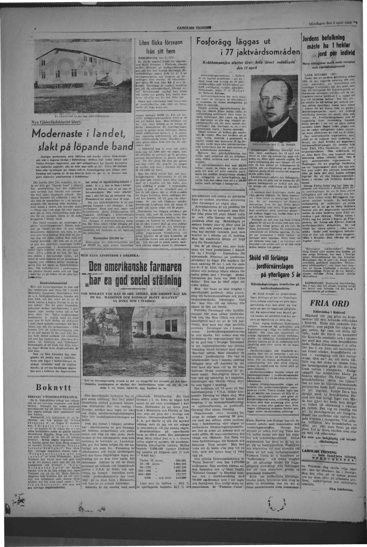 Laholms Tidning Måndag 5 april 1948, sida 6