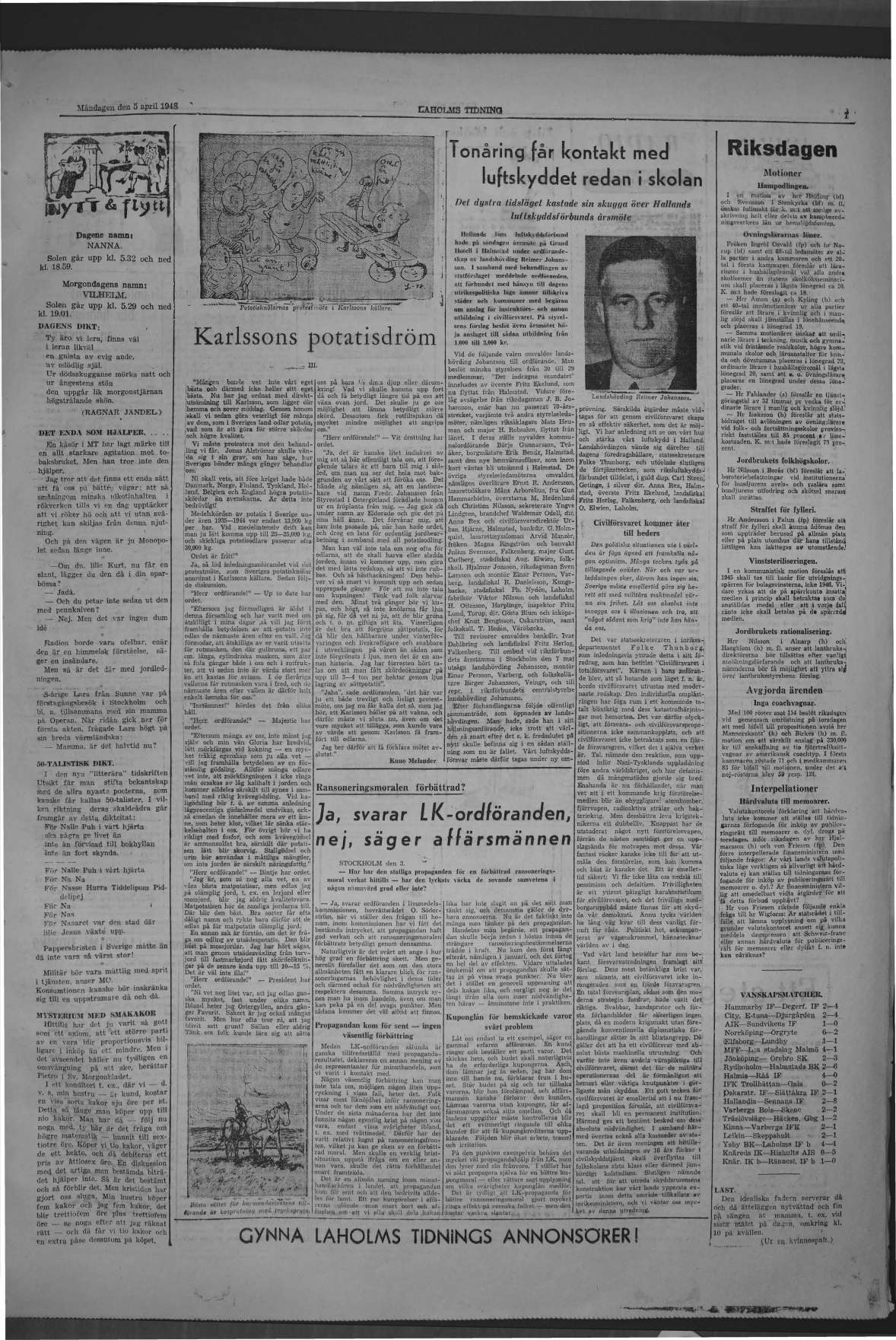 Laholms Tidning Måndag 5 april 1948, sida 7