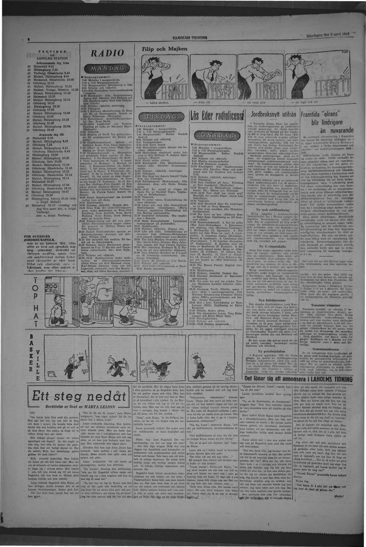 Laholms Tidning Måndag 5 april 1948, sida 8