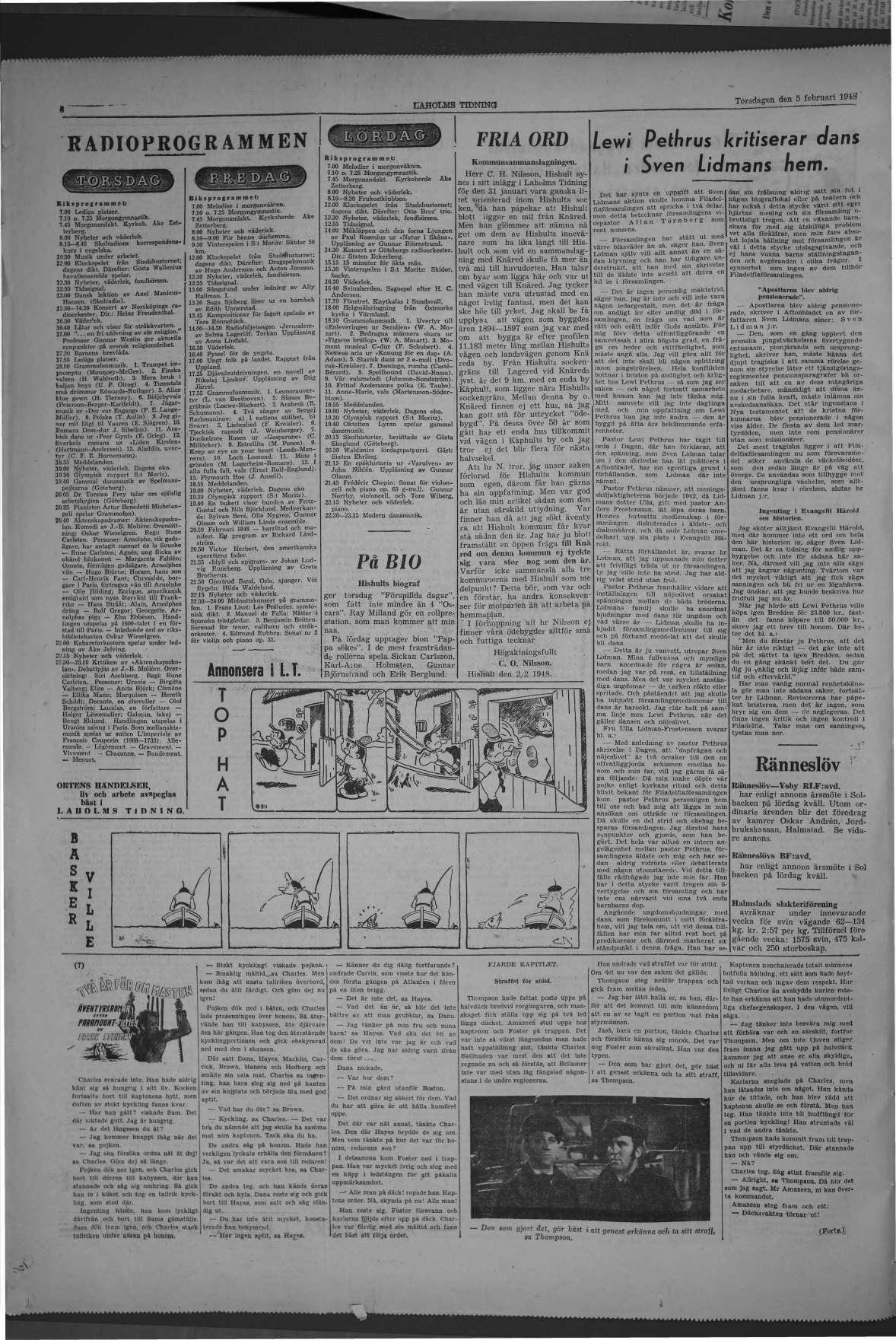Laholms Tidning Torsdag 5 februari 1948, sida 6