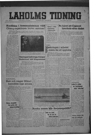 Förstasidan, Måndag 5 januari 1948
