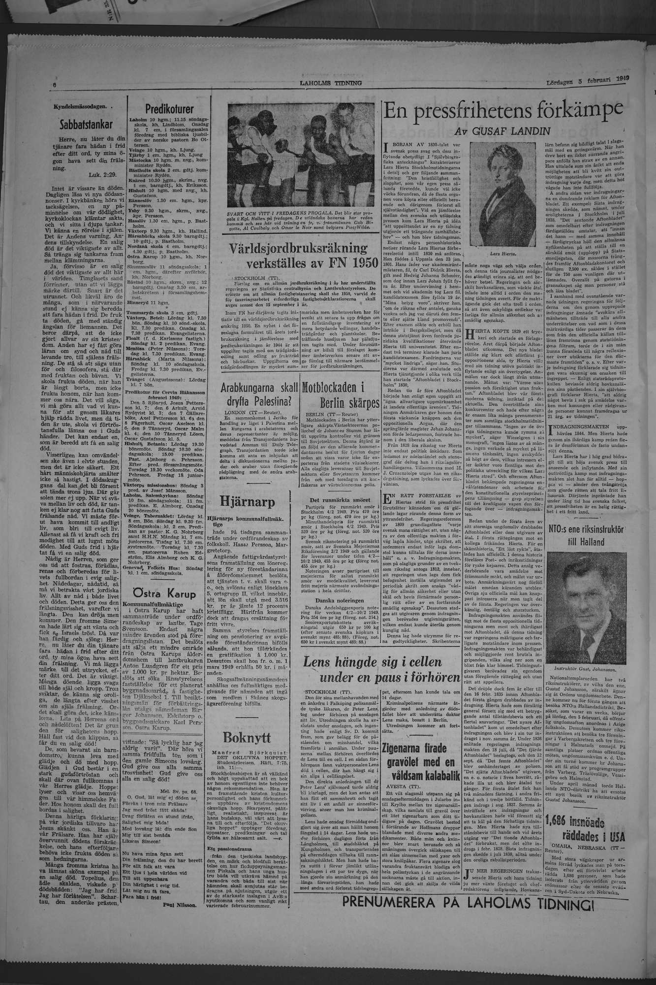 Laholms Tidning Lördag 5 februari 1949, sida 6