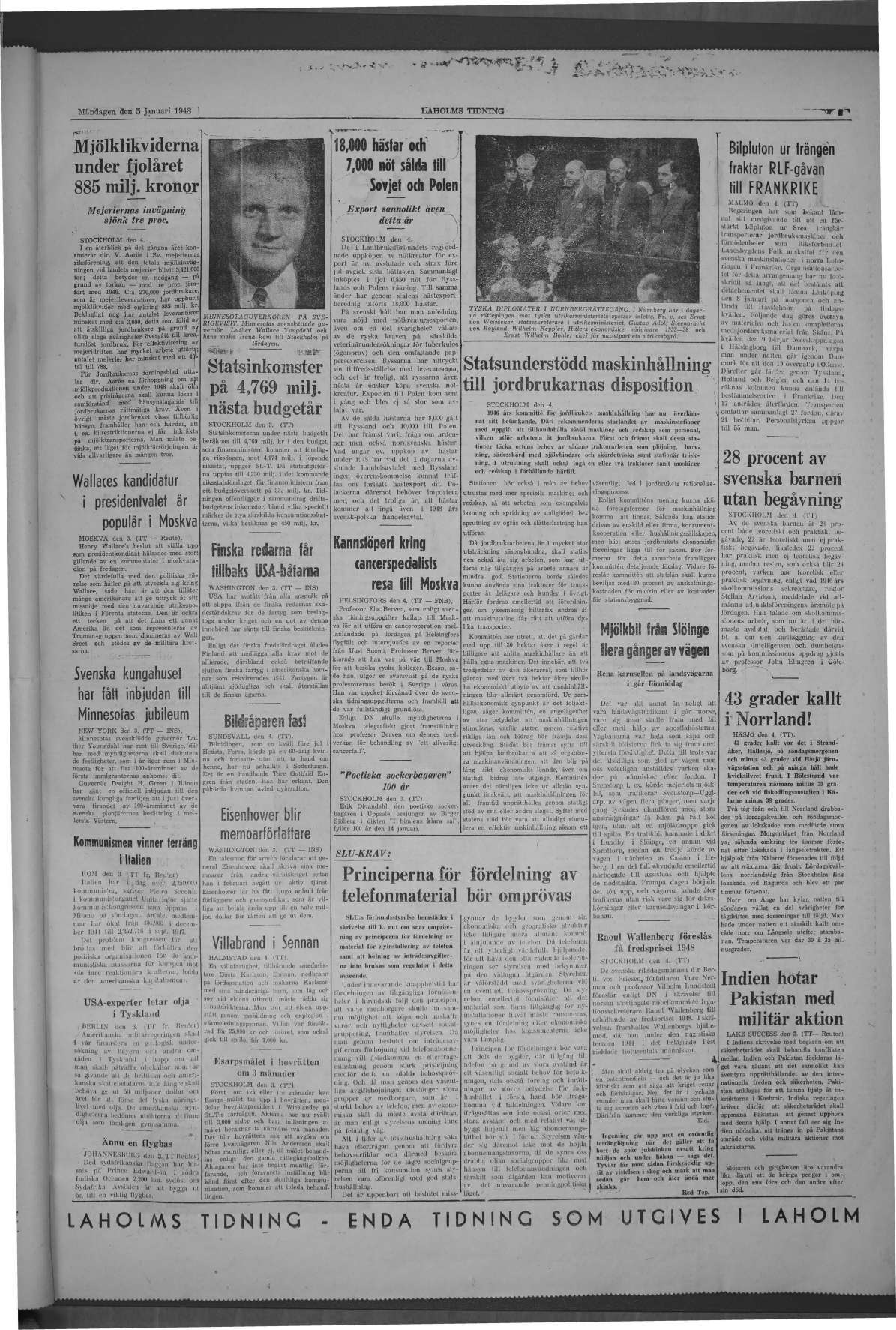 Laholms Tidning Måndag 5 januari 1948, sida 5