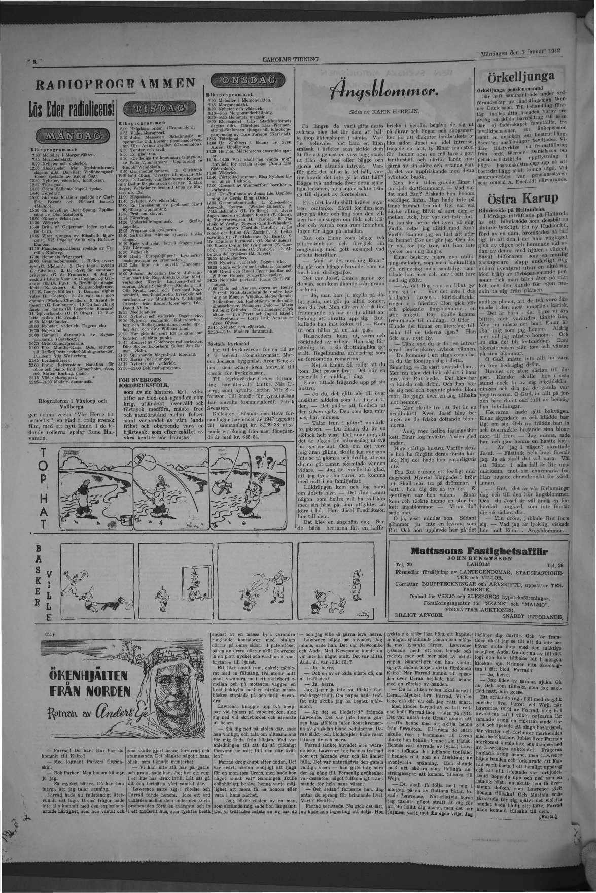 Laholms Tidning Måndag 5 januari 1948, sida 8