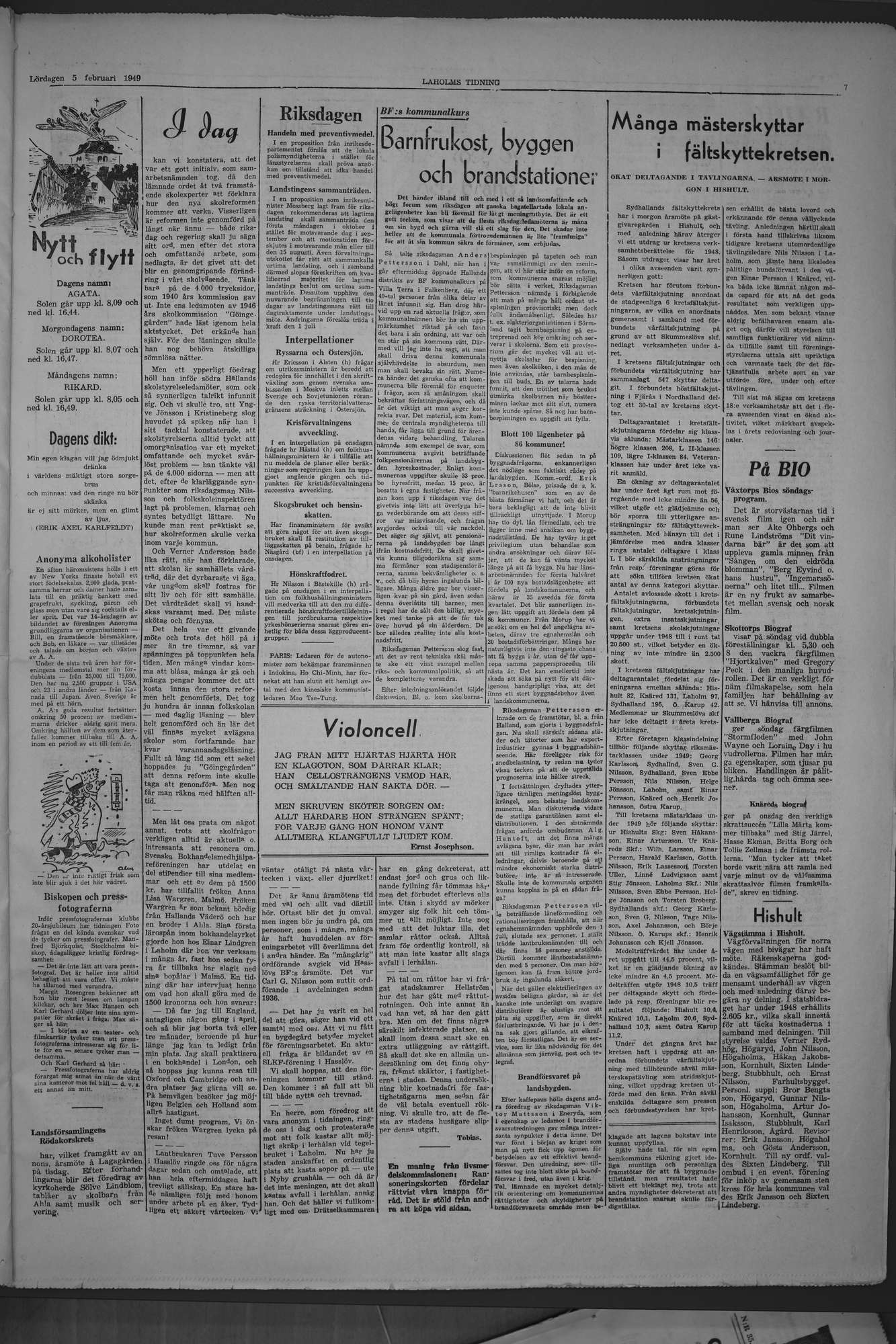 Laholms Tidning Lördag 5 februari 1949, sida 7