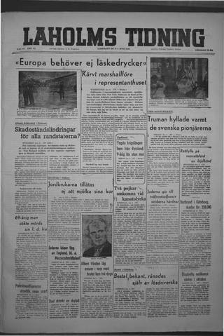 Förstasidan, Lördag 5 juni 1948