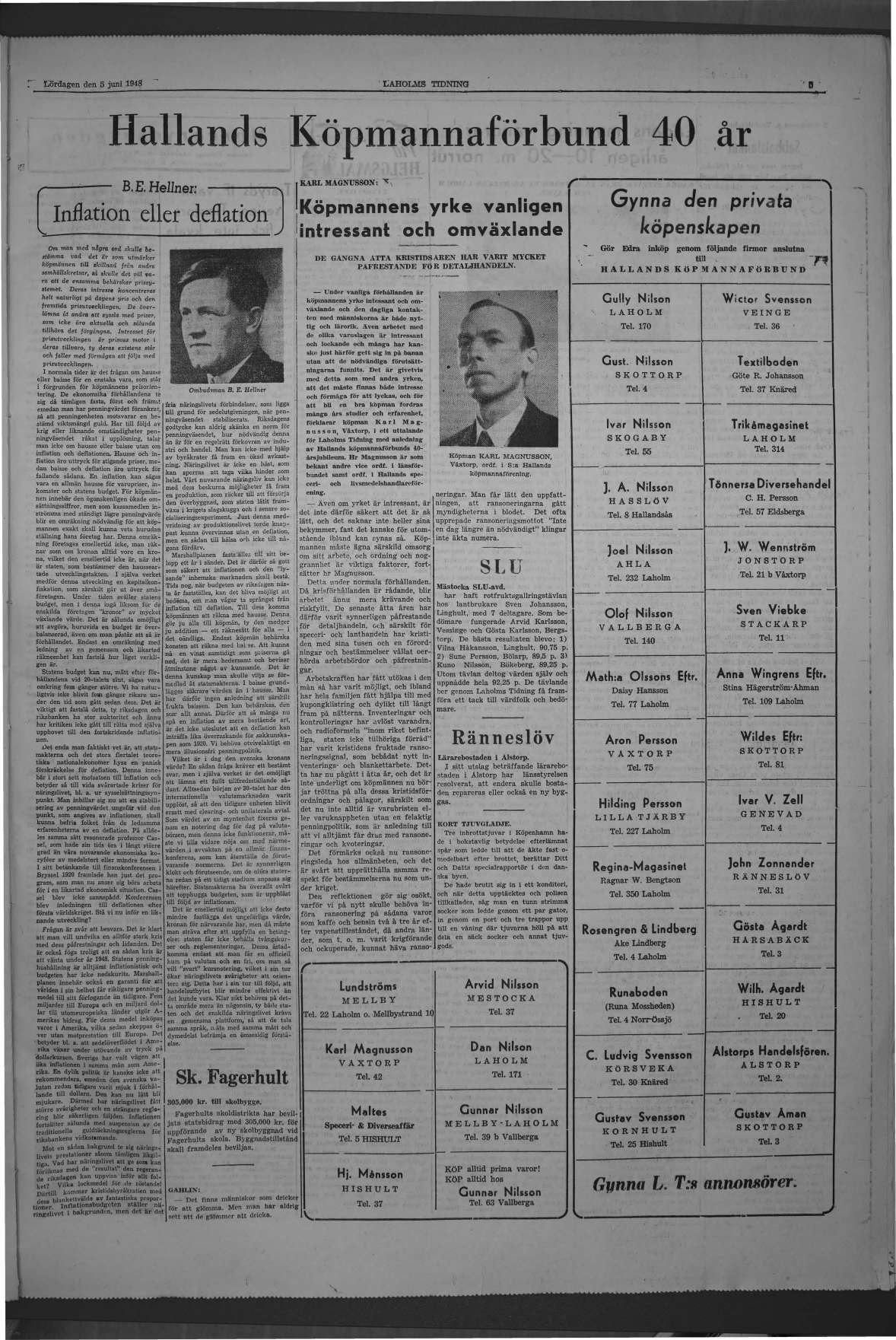 Laholms Tidning Lördag 5 juni 1948, sida 5